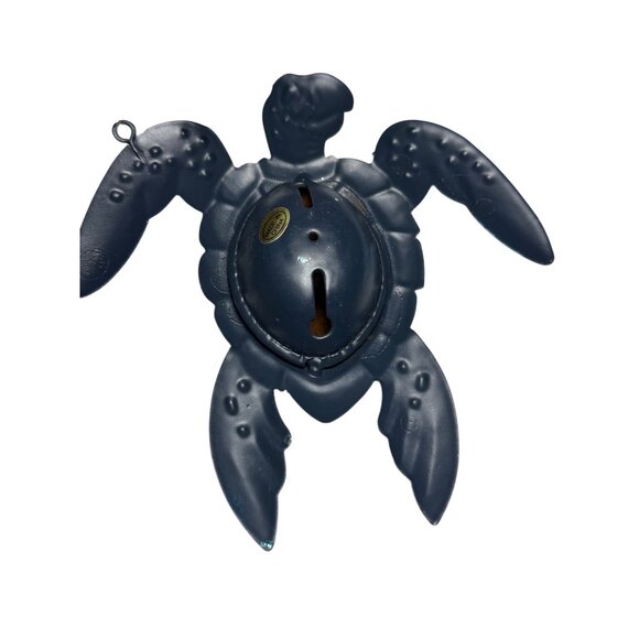 Blue Glitter Sea Turtle Hanging Ornament Metal and Resin Dome Center - Picture 3 of 4